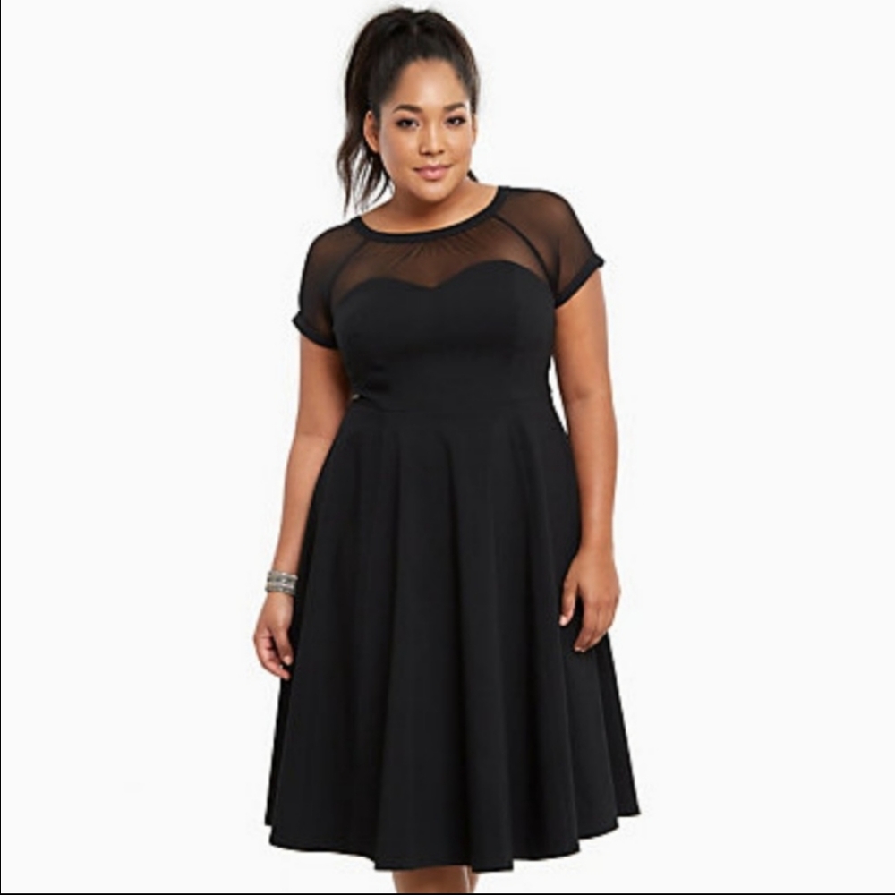 NWT Torrid Black Mesh Panel Swing Dress